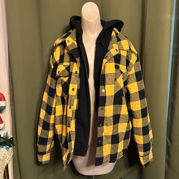 Caterpillar Jackets & Coats Caterpillar Cat Work Flannel Hooded Jacket Yellowblack Insulated